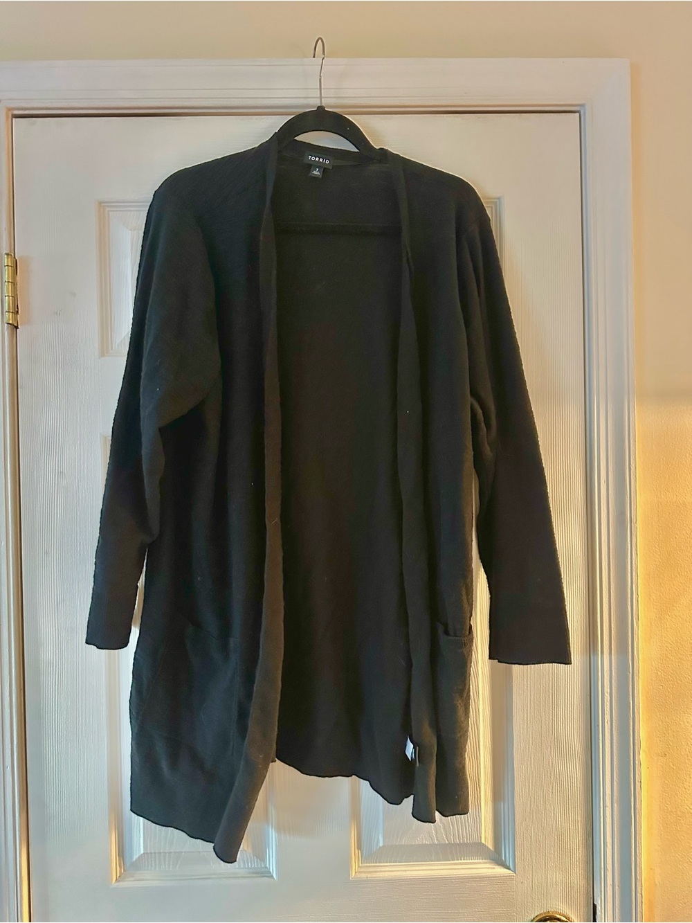 Torrid 3 Button Down Solid Black Cardigan with Pockets